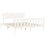 Cadre de lit sans matelas blanc bois massif de pin