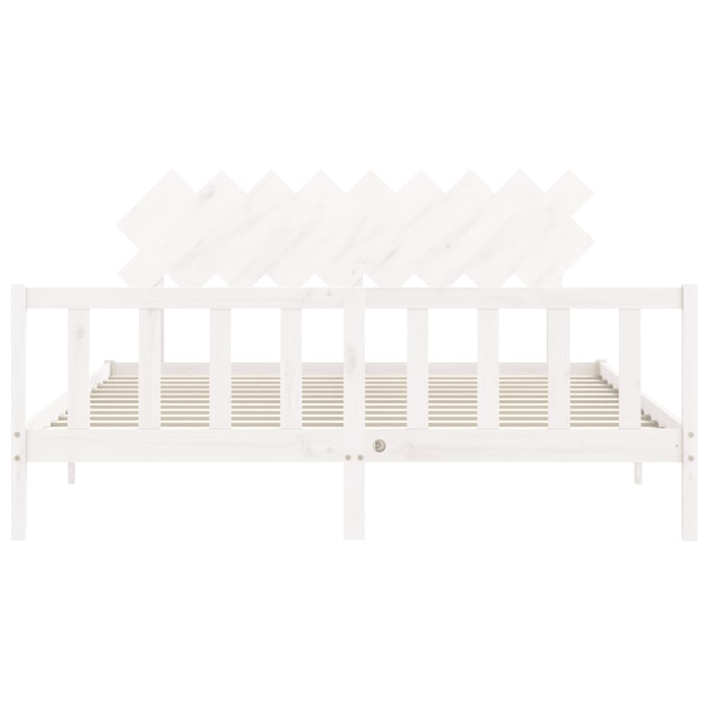 Cadre de lit sans matelas blanc bois massif de pin