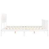 Cadre de lit sans matelas blanc bois massif de pin