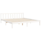 Cadre de lit sans matelas blanc bois massif de pin