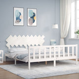 Cadre de lit sans matelas blanc bois massif de pin