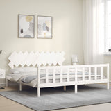 Cadre de lit sans matelas blanc 200x200 cm bois massif de pin