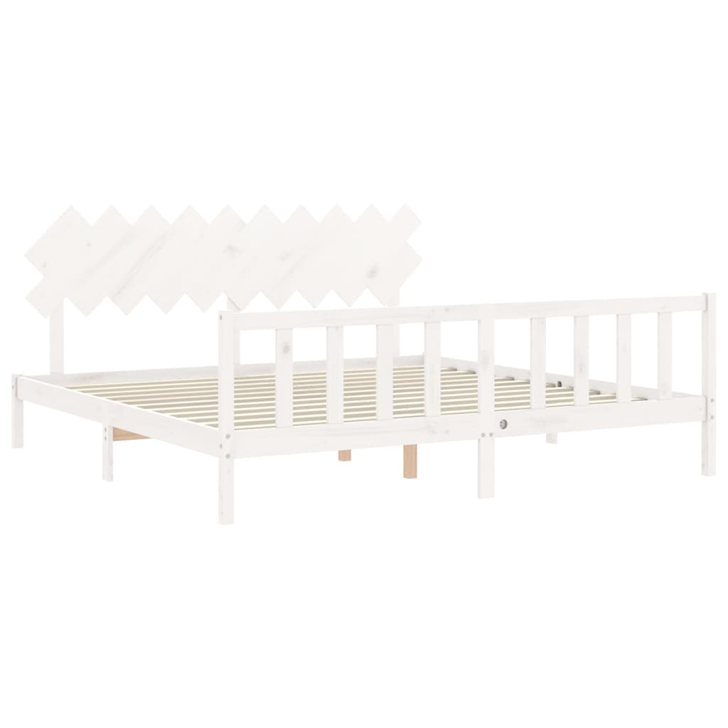 Cadre de lit sans matelas blanc 200x200 cm bois massif de pin