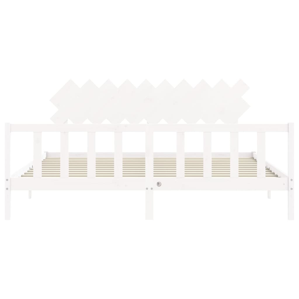 Cadre de lit sans matelas blanc 200x200 cm bois massif de pin