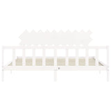 Cadre de lit sans matelas blanc 200x200 cm bois massif de pin