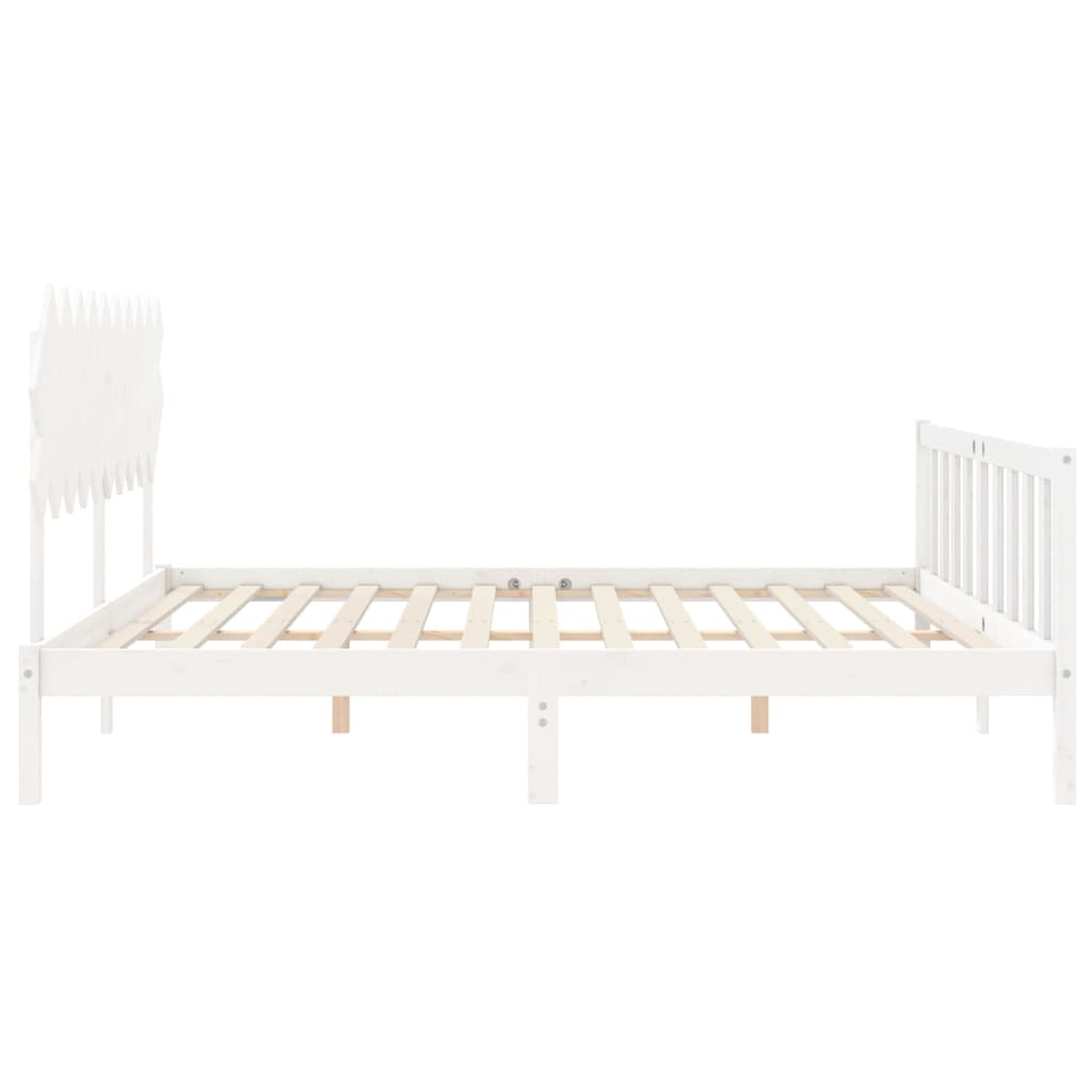 Cadre de lit sans matelas blanc 200x200 cm bois massif de pin