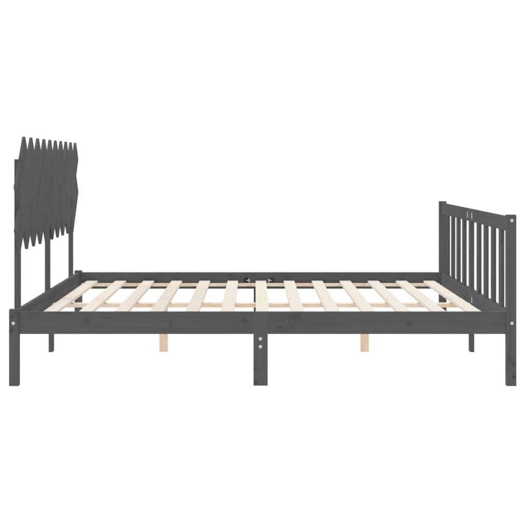 Cadre de lit sans matelas gris 200x200 cm bois massif de pin