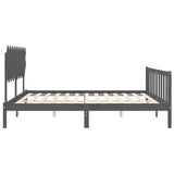 Cadre de lit sans matelas gris 200x200 cm bois massif de pin