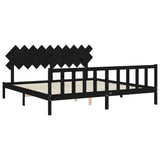 Cadre de lit sans matelas noir 200x200 cm bois massif de pin