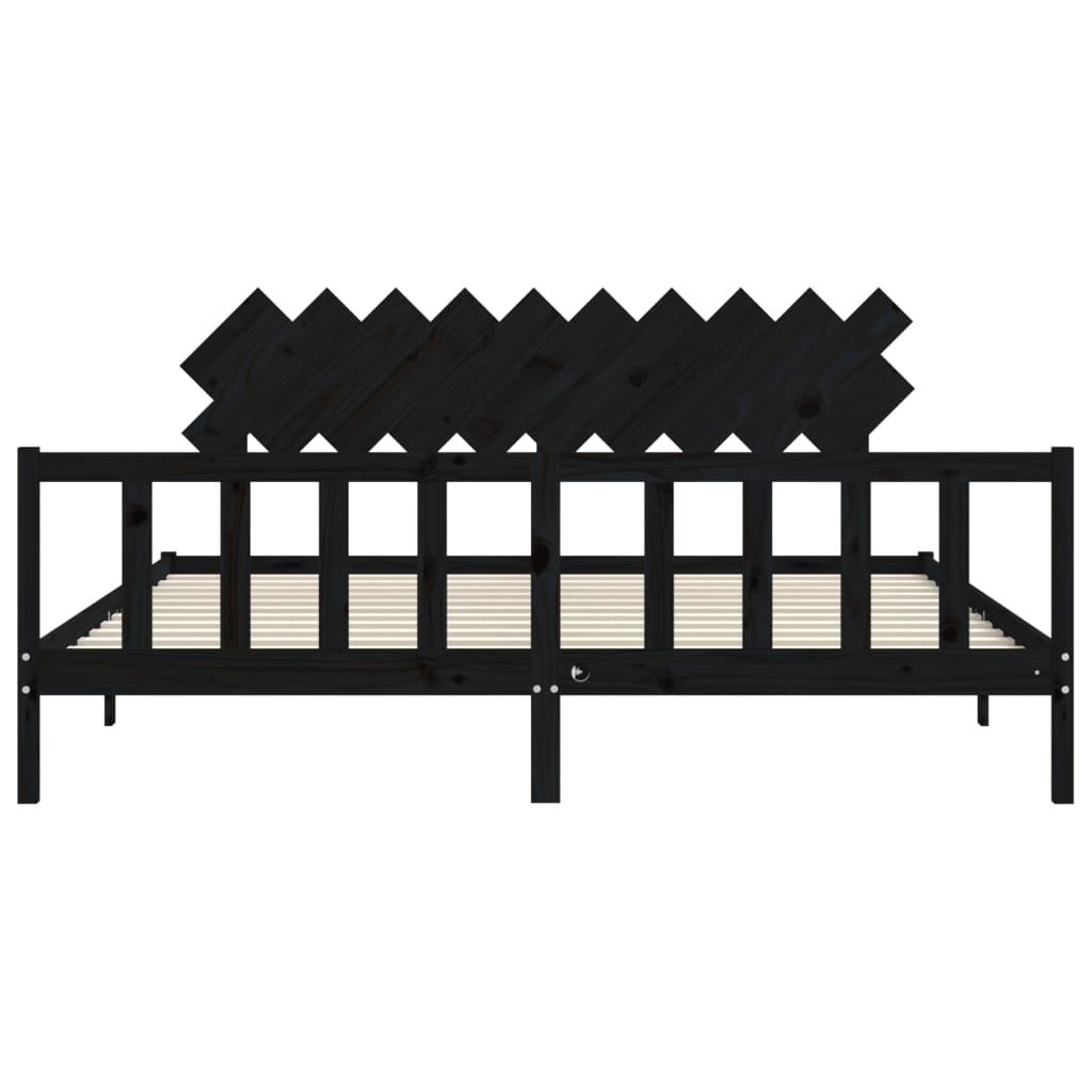 Cadre de lit sans matelas noir 200x200 cm bois massif de pin