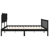 Cadre de lit sans matelas noir 200x200 cm bois massif de pin