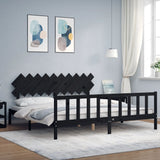 Cadre de lit sans matelas noir 200x200 cm bois massif de pin