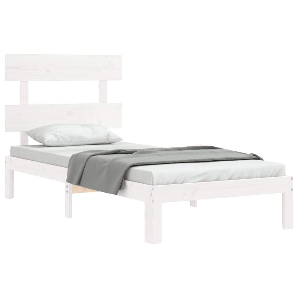 Cadre de lit sans matelas blanc bois de pin massif