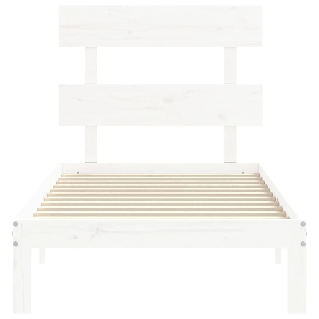 Cadre de lit sans matelas blanc bois de pin massif