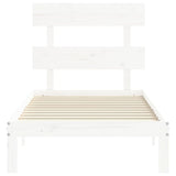 Cadre de lit sans matelas blanc bois de pin massif