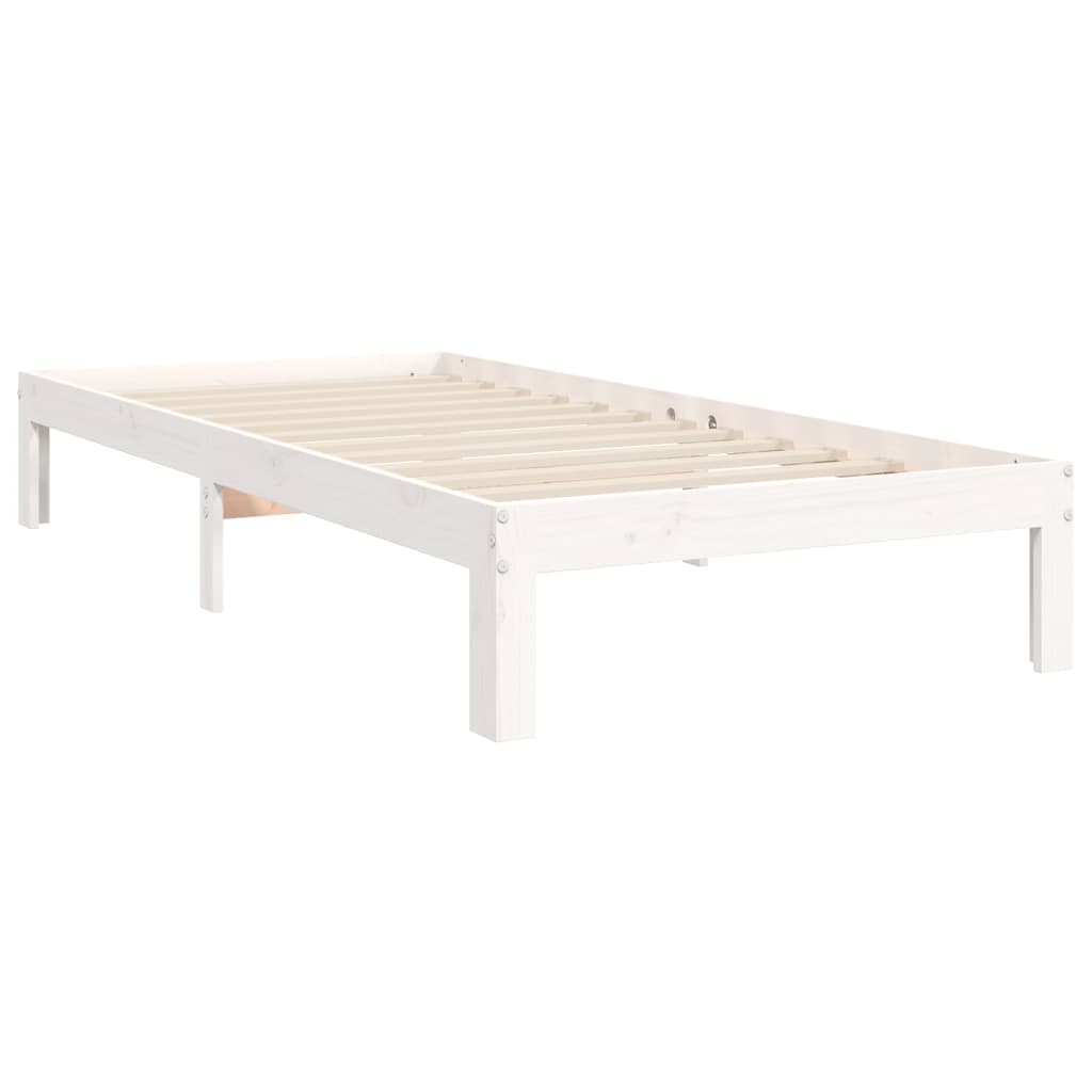 Cadre de lit sans matelas blanc bois de pin massif