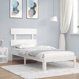 Cadre de lit sans matelas blanc bois de pin massif