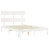 Cadre de lit sans matelas blanc bois de pin massif