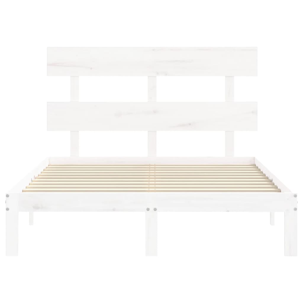 Cadre de lit sans matelas blanc bois de pin massif