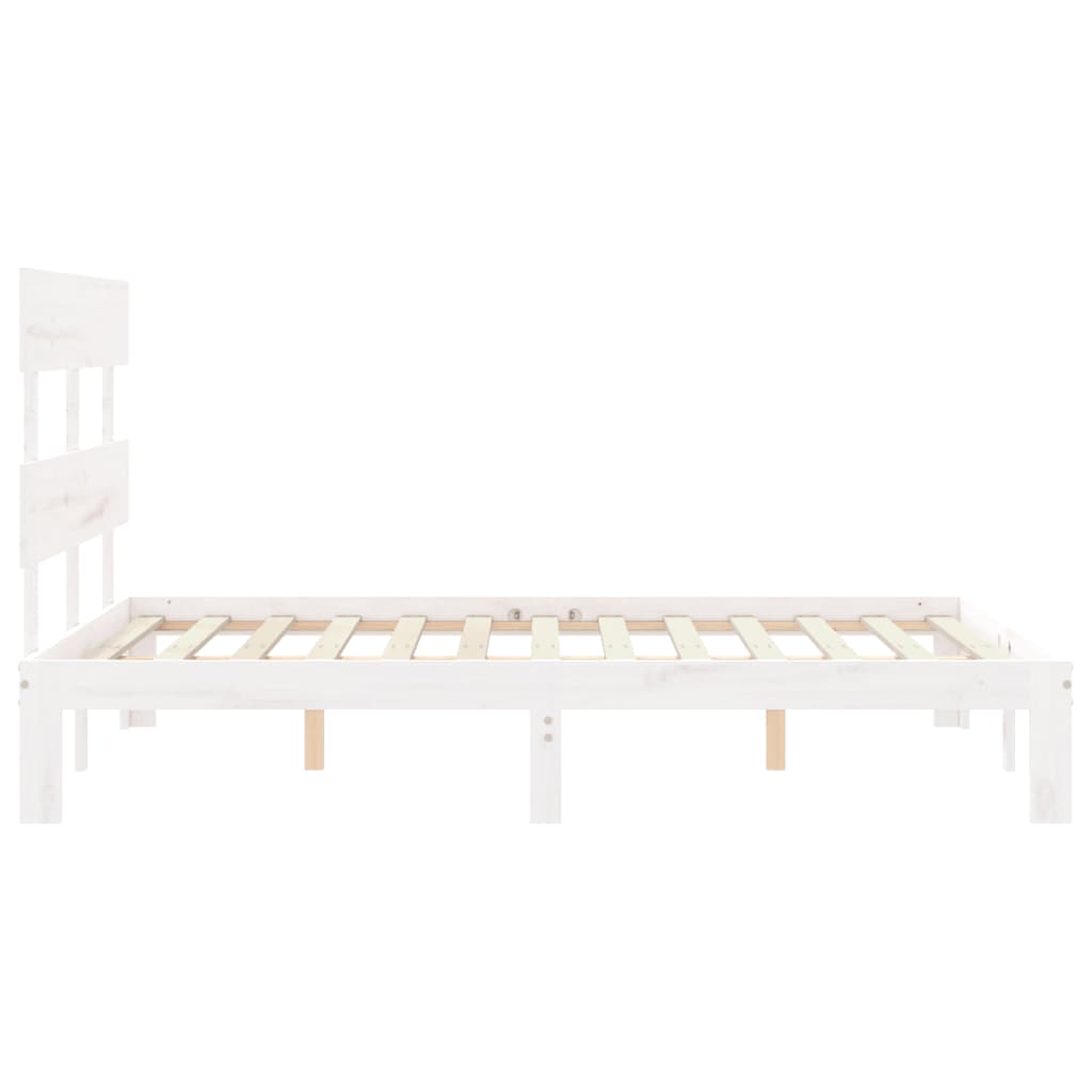 Cadre de lit sans matelas blanc bois de pin massif