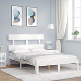 Cadre de lit sans matelas blanc bois de pin massif