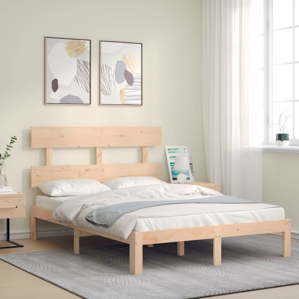 Bed frame without mattress 140x190 cm solid pine wood