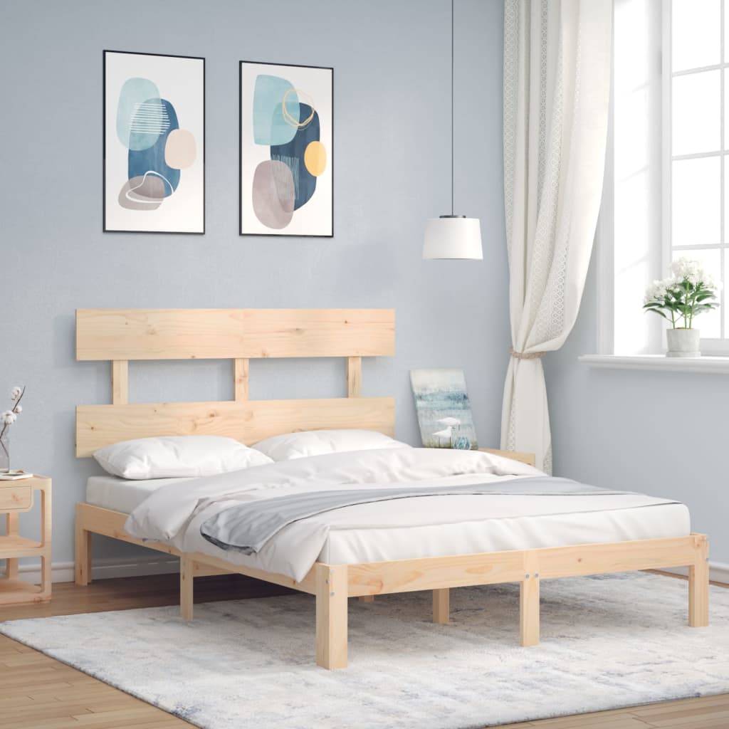 Bed frame without mattress 140x190 cm solid pine wood