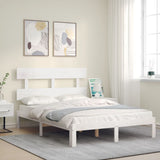 Bed frame without white mattress 140x190 cm solid pine wood