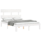 Bed frame without white mattress 140x190 cm solid pine wood