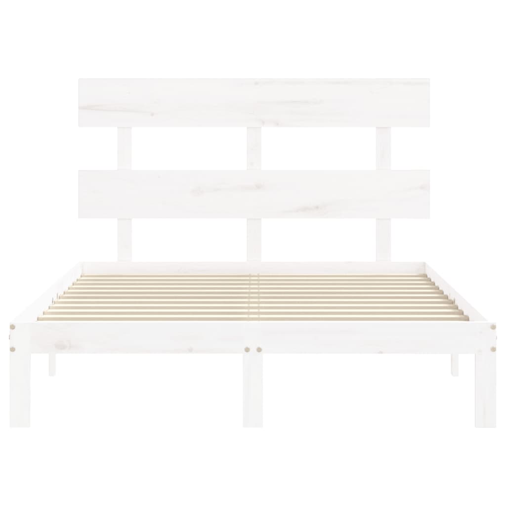 Bed frame without white mattress 140x190 cm solid pine wood