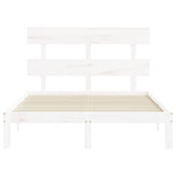 Bed frame without white mattress 140x190 cm solid pine wood