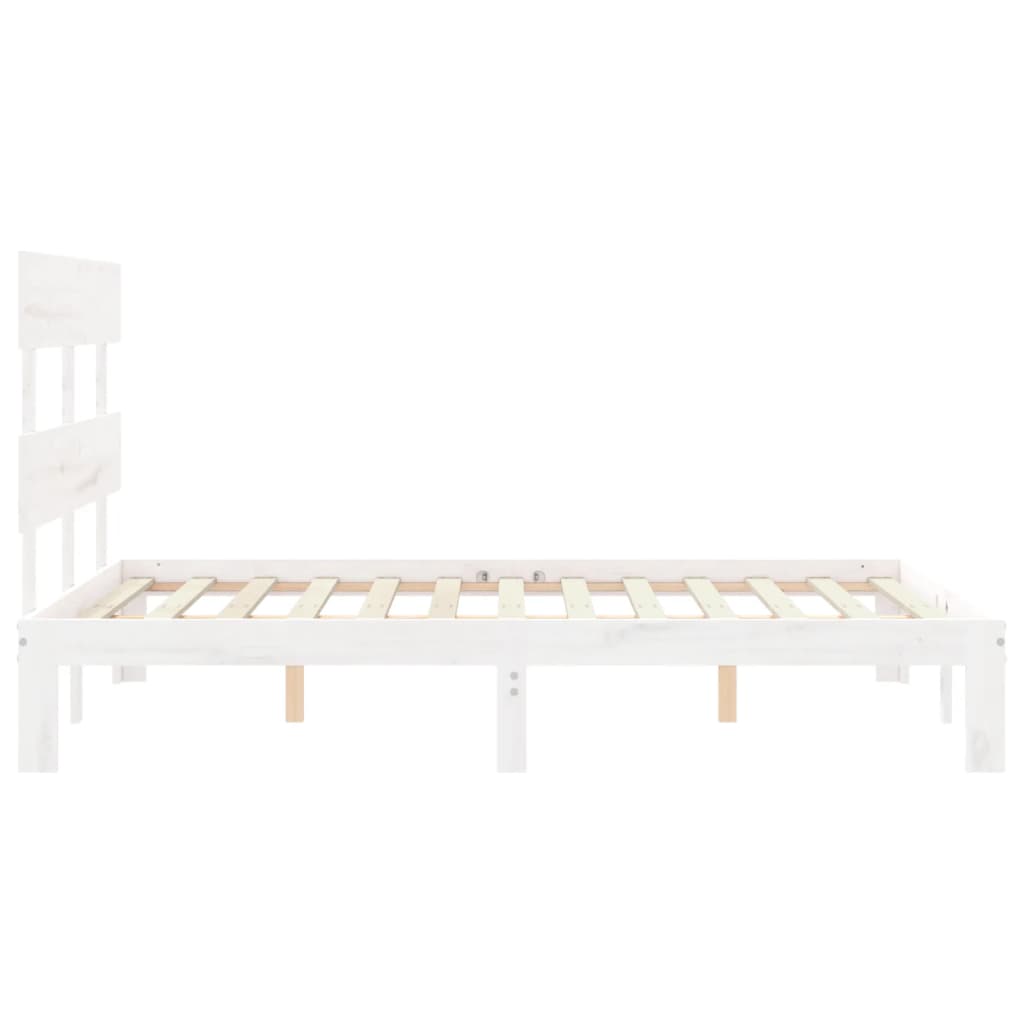 Bed frame without white mattress 140x190 cm solid pine wood