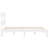 Bed frame without white mattress 140x190 cm solid pine wood