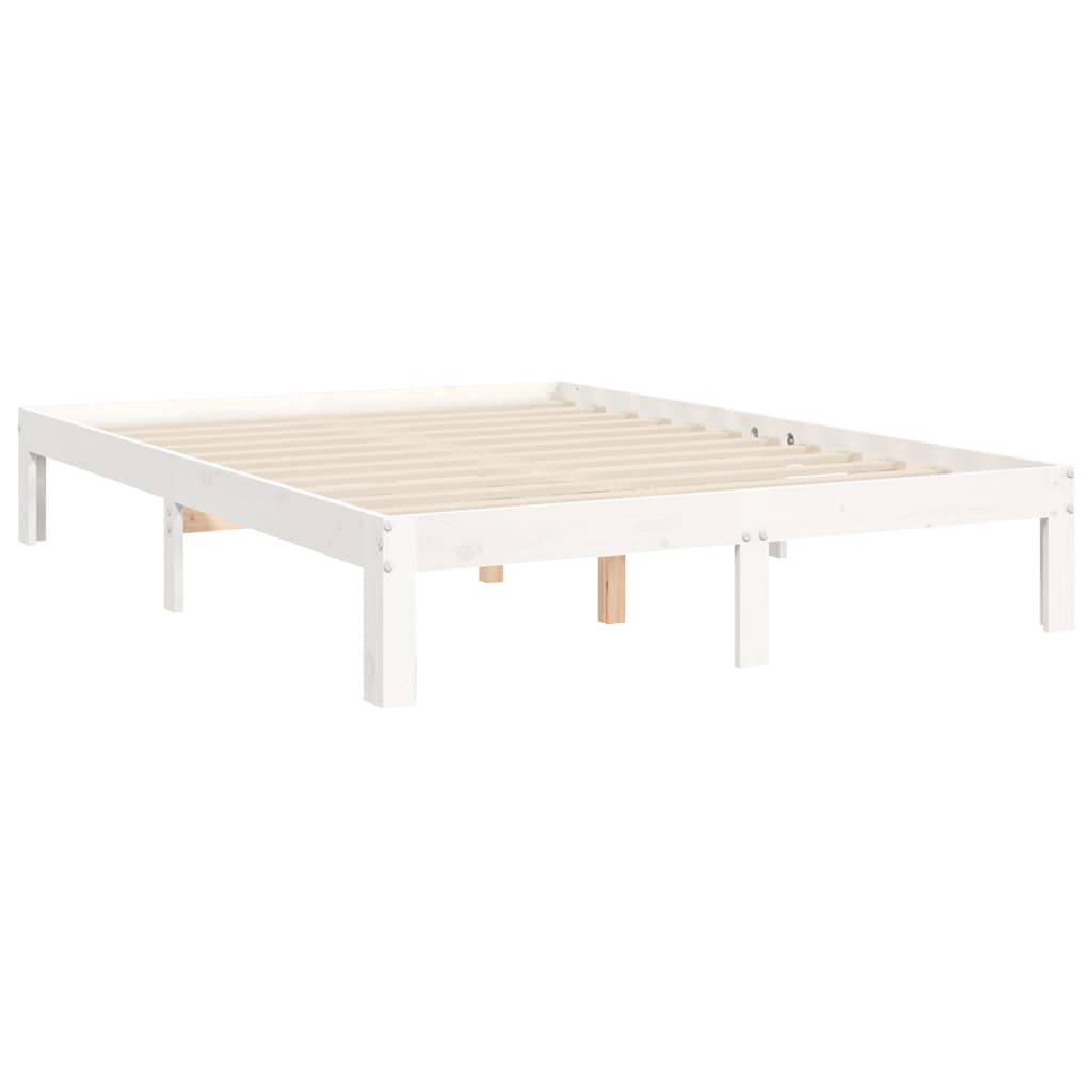 Bed frame without white mattress 140x190 cm solid pine wood