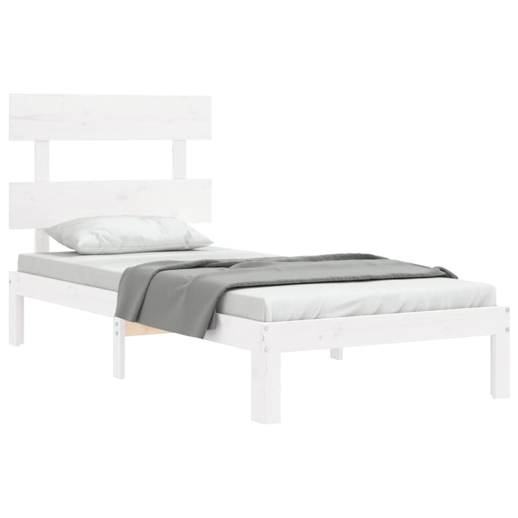 Cadre de lit sans matelas blanc 90x200 cm bois de pin massif