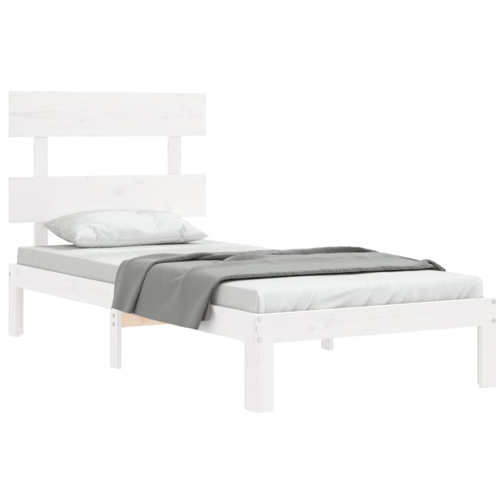 Bed frame without mattress white 100x200 cm solid pine wood