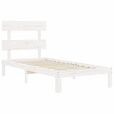 Bed frame without mattress white 100x200 cm solid pine wood