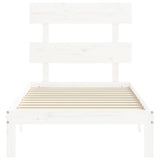 Bed frame without mattress white 100x200 cm solid pine wood