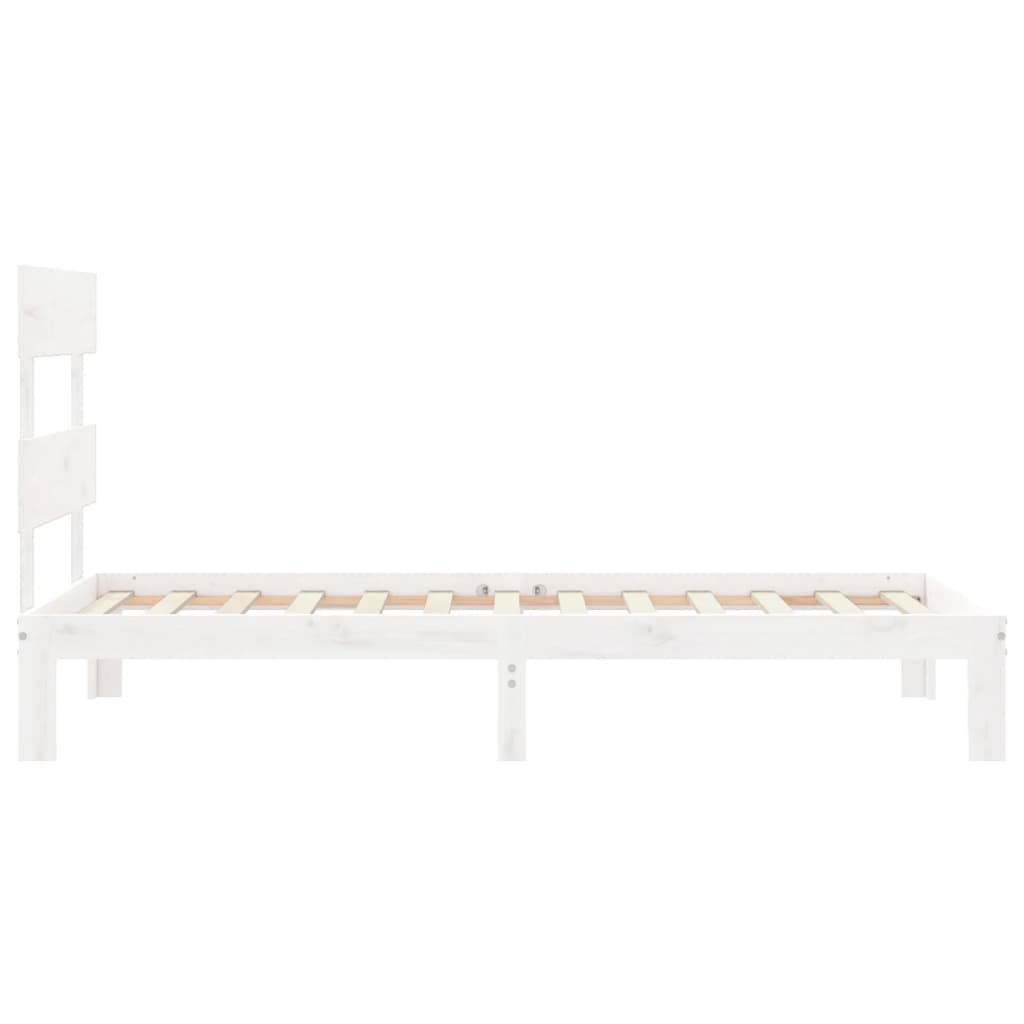 Bed frame without mattress white 100x200 cm solid pine wood