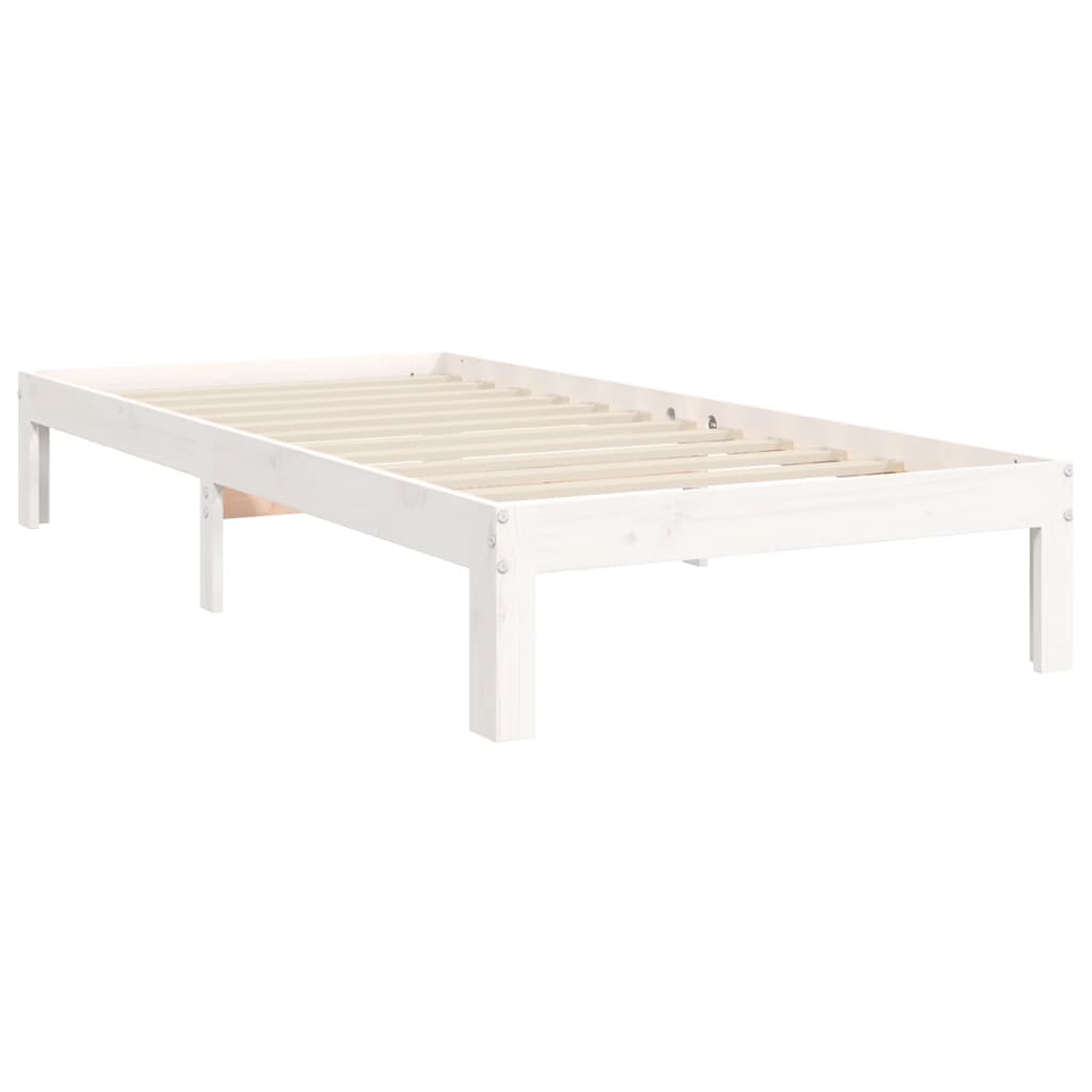 Bed frame without mattress white 100x200 cm solid pine wood