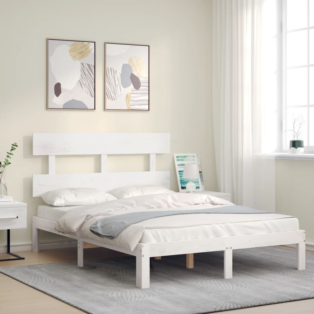 Cadre de lit sans matelas blanc 120x200 cm bois de pin massif