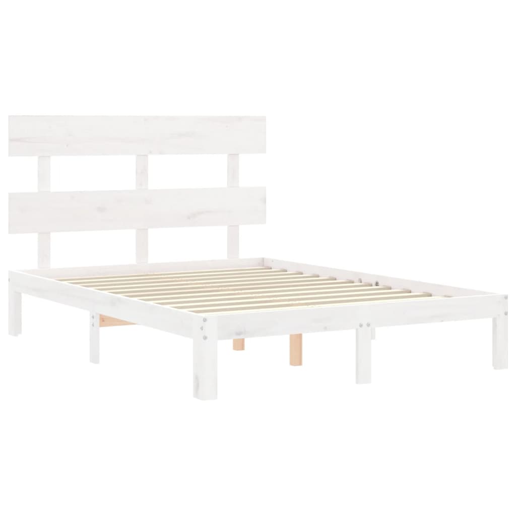 Cadre de lit sans matelas blanc 140x200 cm bois de pin massif