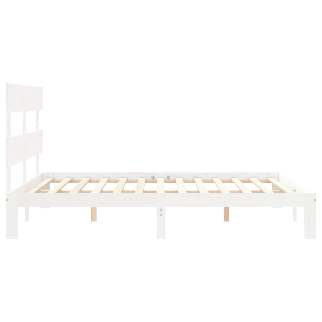 Cadre de lit sans matelas blanc 160x200 cm bois de pin massif