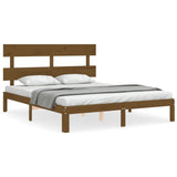 Cadre de lit sans matelas marron miel 160x200cm bois pin massif