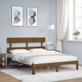 Cadre de lit sans matelas marron miel 160x200cm bois pin massif