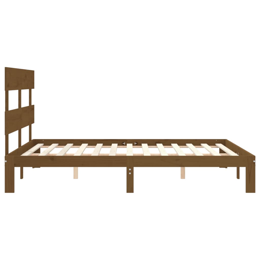 Cadre de lit sans matelas marron miel 160x200cm bois pin massif