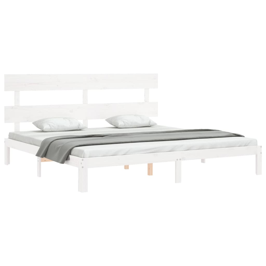 Cadre de lit sans matelas blanc bois massif de pin