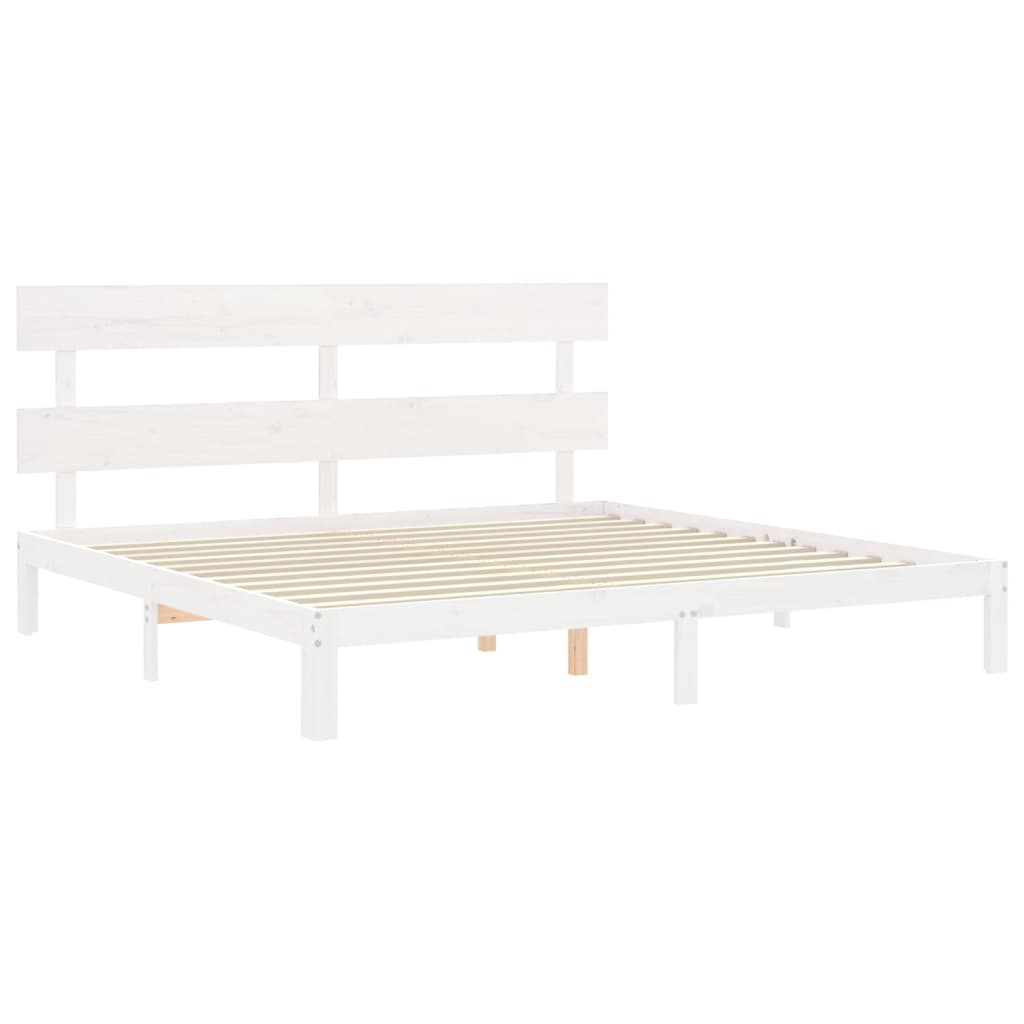 Cadre de lit sans matelas blanc bois massif de pin