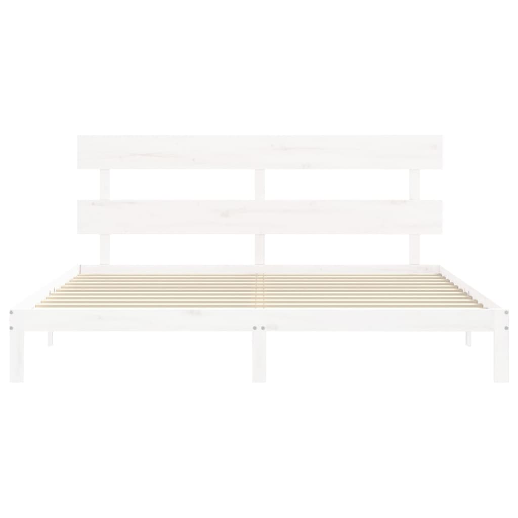 Cadre de lit sans matelas blanc bois massif de pin