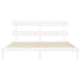 Cadre de lit sans matelas blanc bois massif de pin